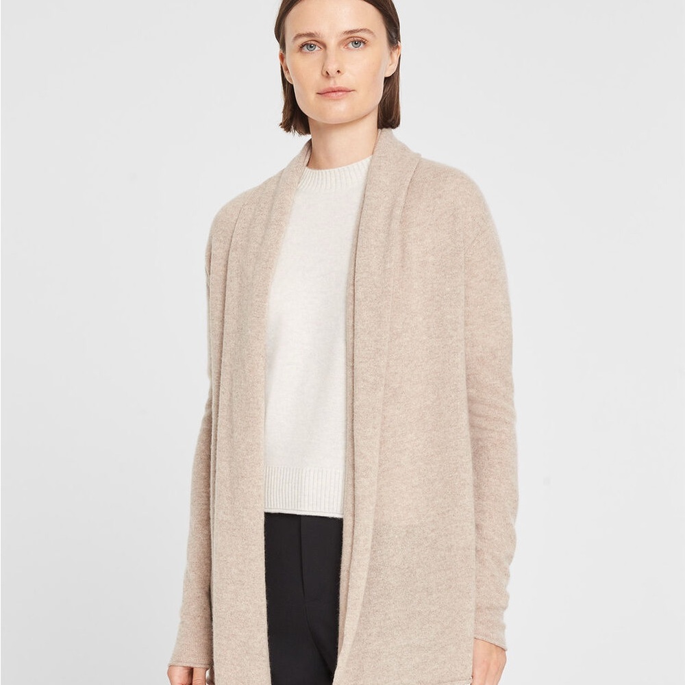 Club Monaco Cashmere Blend Cream Scraf Wrap Cardigan Jacket L EUC